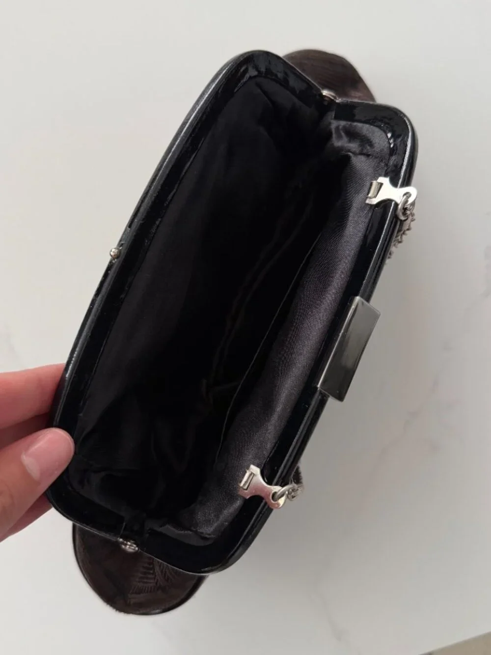 Banana Republic Black Clutch Evening Bag Ruched Textured Formal Purse